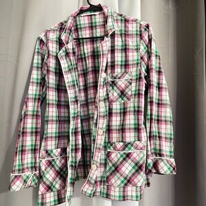 Victoria's Secret Plaid Pajama Top - Pink, Green, White